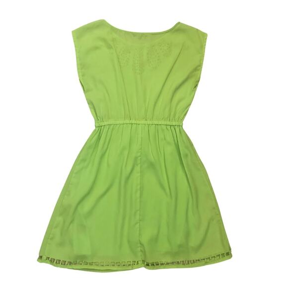 Neon Lime Green Yellow Short Cutout Dress Medium Sleeveless Summer Sundress - Picture 6 of 10